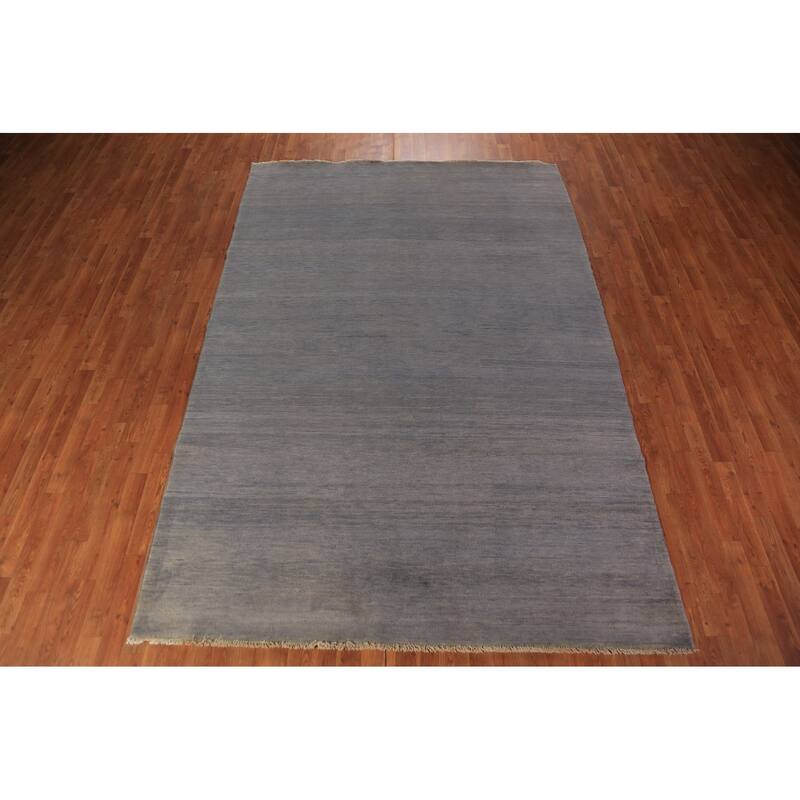 Grey Modern Gabbeh Oriental Area Rug Handmade Wool Carpet - 6'7" x 9'8"