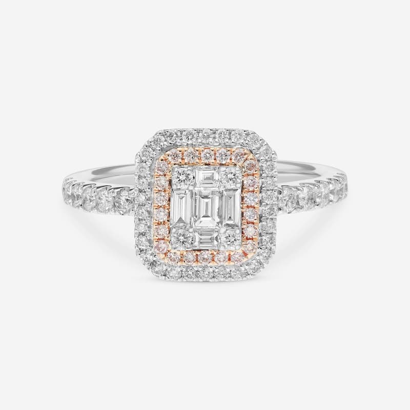 Gregg Ruth 14K Gold, White Diamond and Fancy Pink Diamond Engagement Ring Sz. 6.75