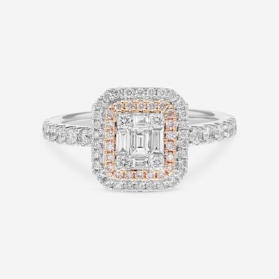 Gregg Ruth 14K Gold, White Diamond and Fancy Pink Diamond Engagement Ring Sz. 6.75