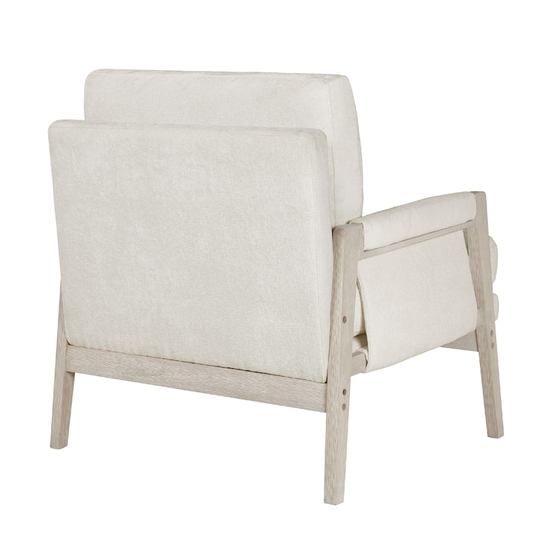 Mao Accent Armchair, Removable Cushion Cover, Soft Ivory Chenille