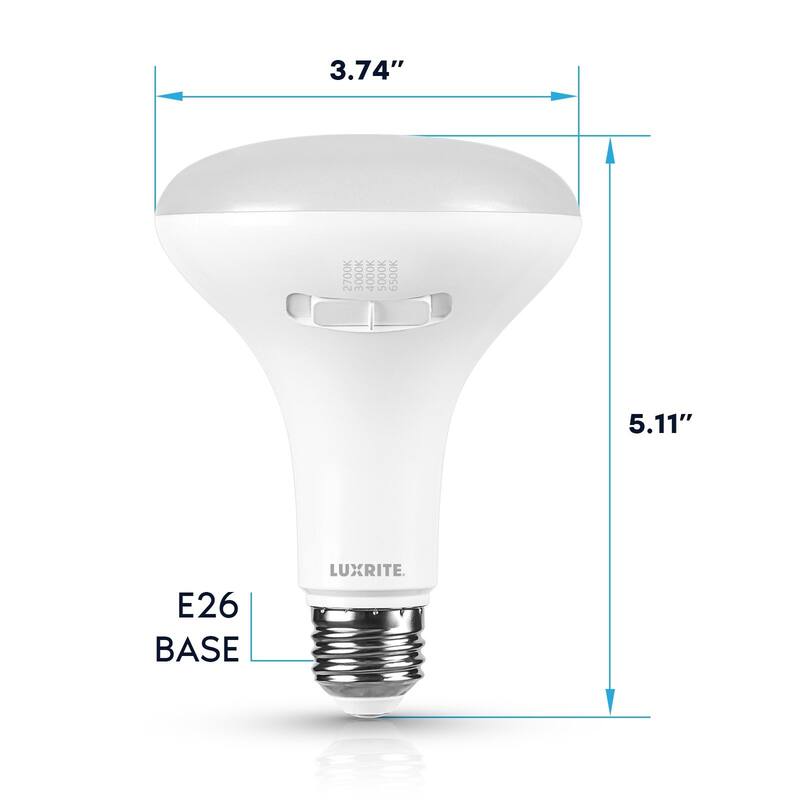 Luxrite BR30 LED Light Bulb 10W=85W 5CCT Dimmable 850LM LED Flood Light Bulb E26 Base 6 Pack