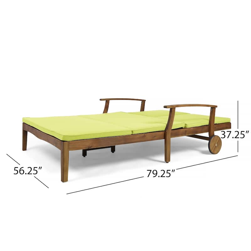 Perla Outdoor Acacia Wood Double Chaise Lounge by Christopher Knight Home