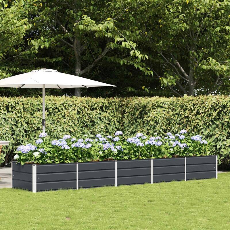 vidaXL Planter in Steel - 62.99 x 31.50 x 17.72 - Black - 157.48 x 31.50 x 17.72 in