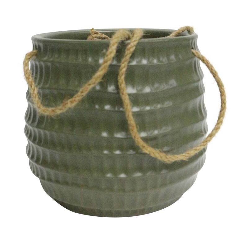 Sagebrook Home Neutral Textured Ceramic Hanging Planter