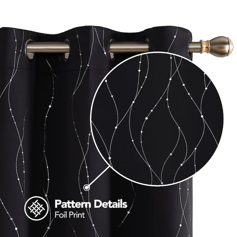 Deconovo Wave Line with Dots 42 Width Curtains Pair(2 Panel)