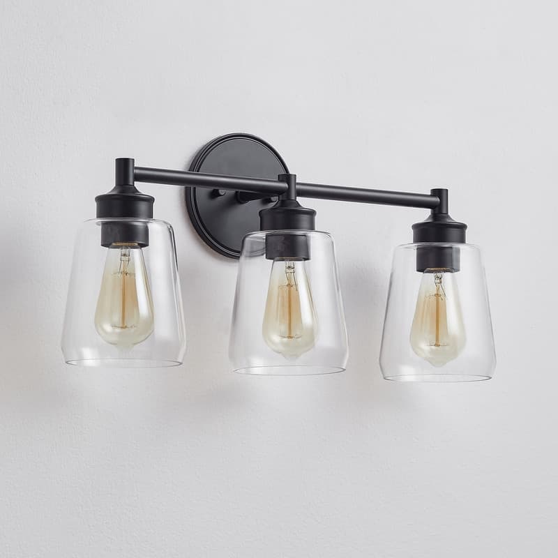 KAWOTI 3-Light Dimmable Bathroom Vanity Light with Glass Shade