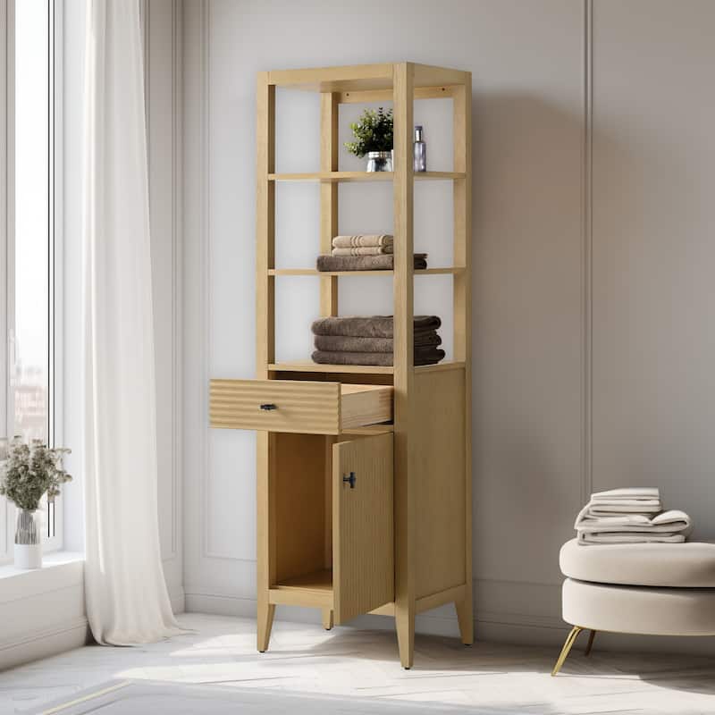 Vanity Art 72" Tall Tower Bathroom Linen Cabinet with Soft Close Door and Drawer