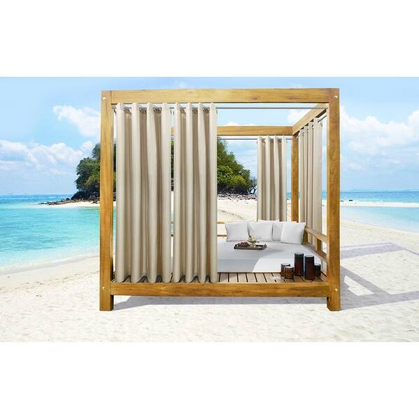 slide 2 of 19, Seascapes Indoor/Outdoor Grommet Curtain Panel - Pair 50" x 108" - Linen