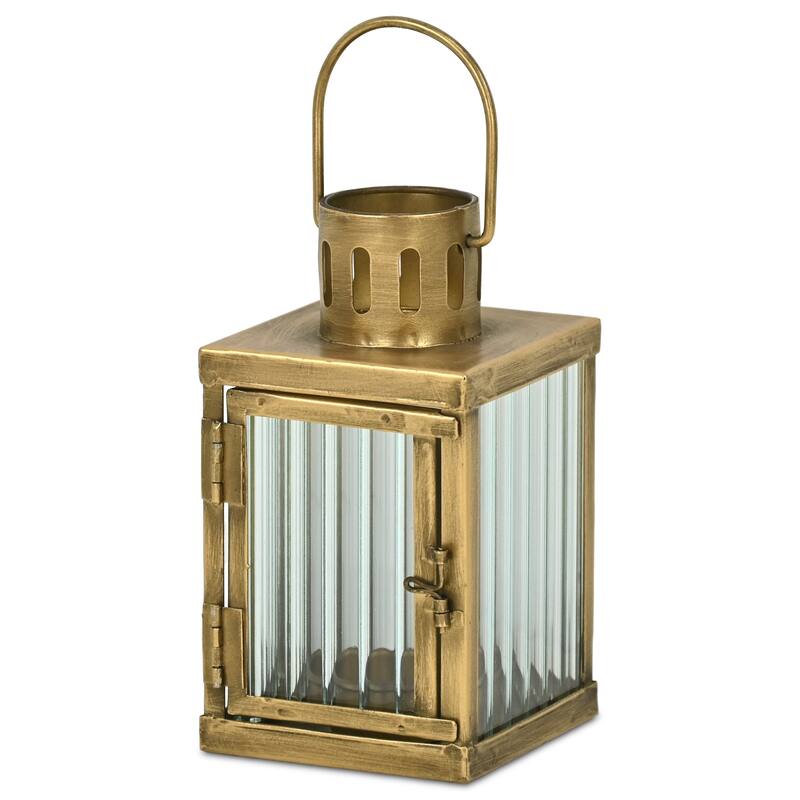 Marzanna 6.75" Fluted Glass & Metal Lantern - N/A