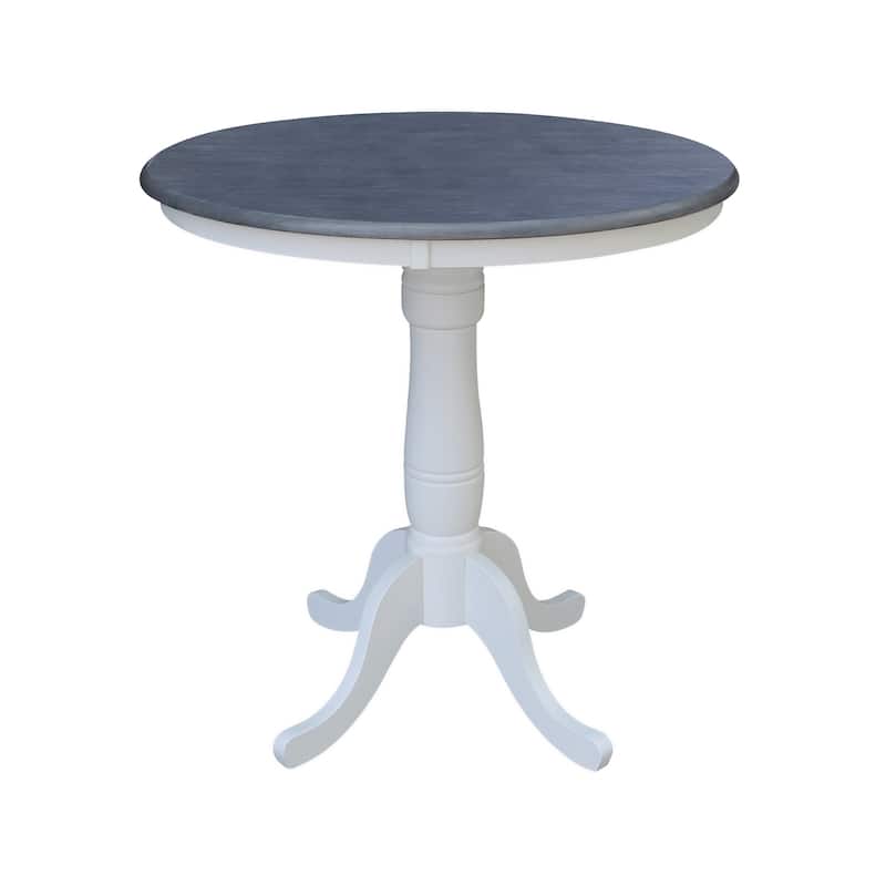 36 in Solid Wood Round Pedestal Gathering Height Dining Table with 4 X-back Counter Height Stools