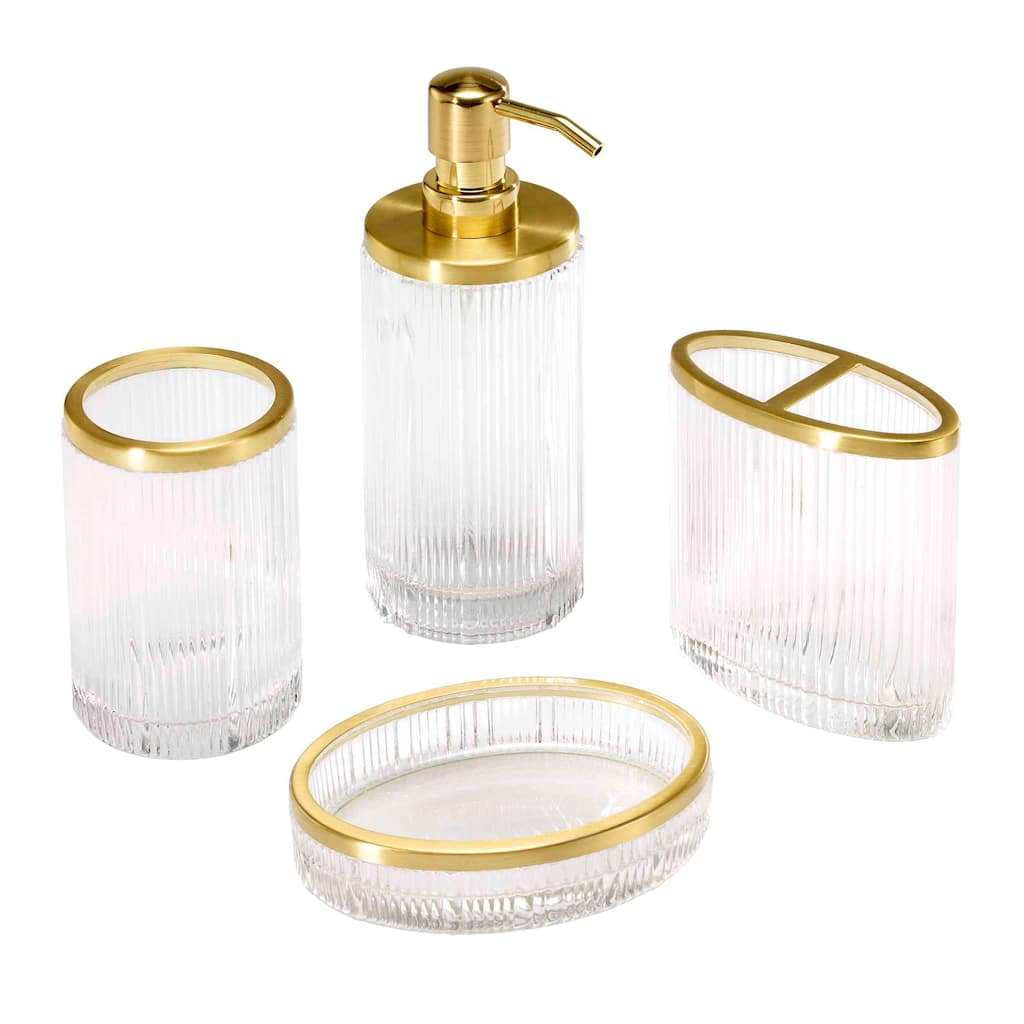 Nicole Miller Louise 4-Piece Bath Accessory Set - Bath Acc 4pc Set - TM, TB, SD, LP