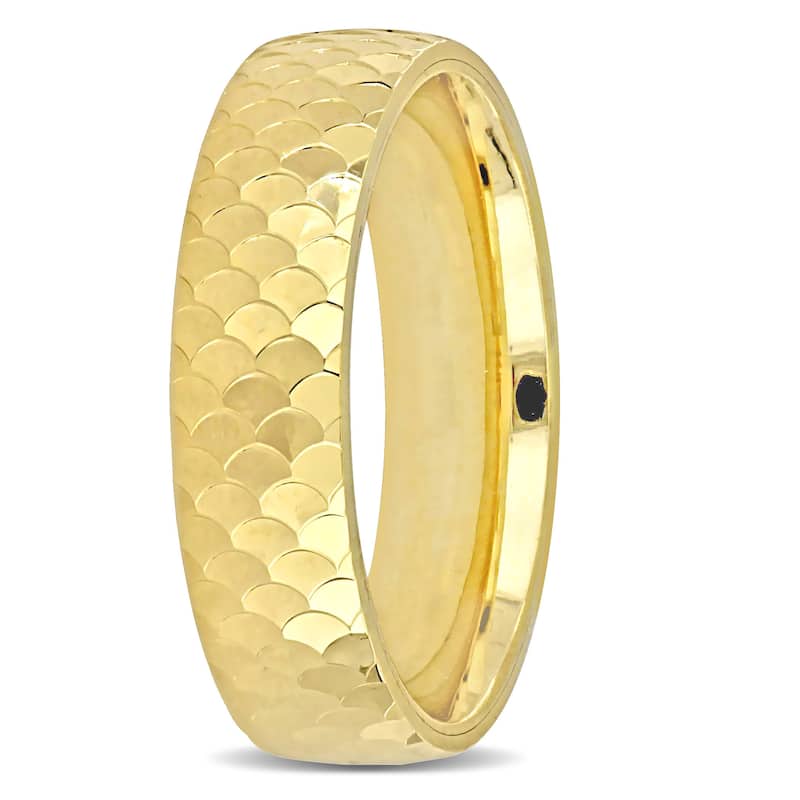 Miadora 5mm Geometric Pattern Wedding Band in 14k Yellow Gold