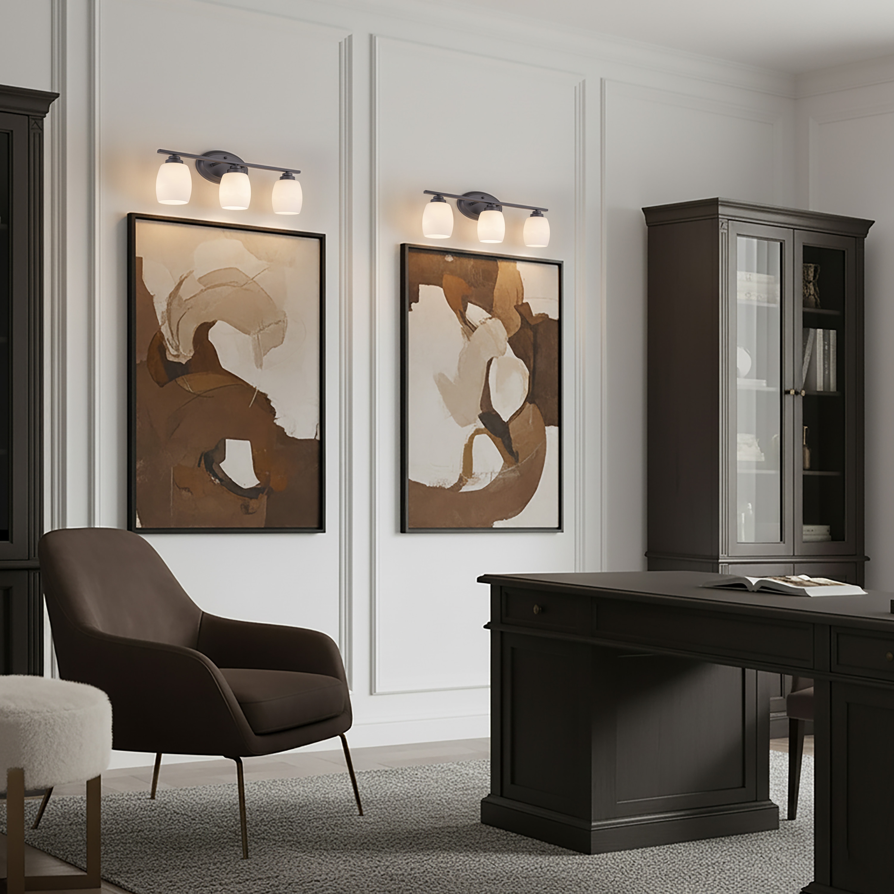 C Cattleya Vanity Light Indoor Wall Sconce Light with White Opal Glass