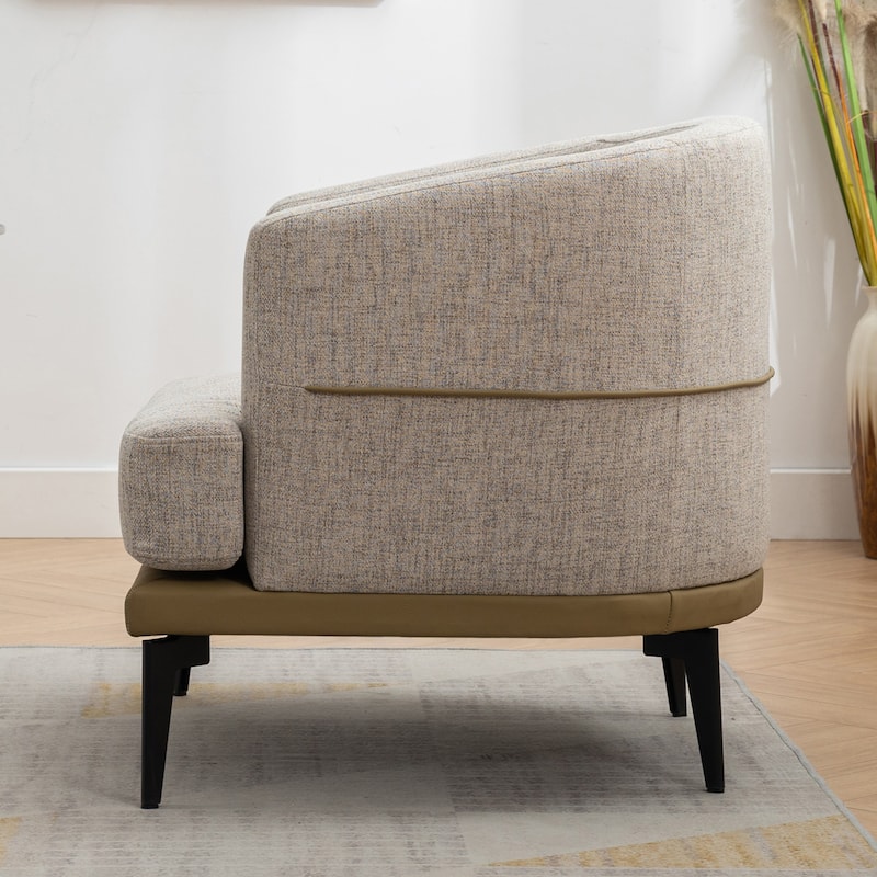 Modern Two-tone Barrel Fabric Chair,Upholstered Round Armchair,Accent Chair