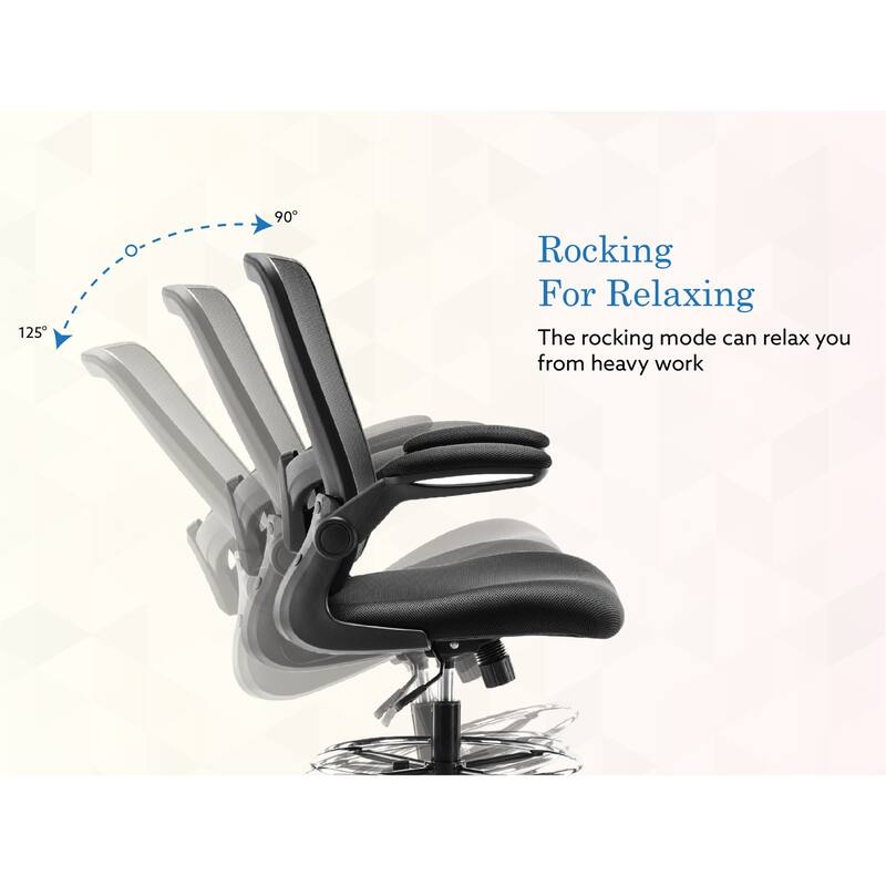 Serena Ergonomic Mesh Drafting Chair - Adjustable, Breathable Mesh, Lumbar Support, Ergonomic and Height Adjustable Flip-Top