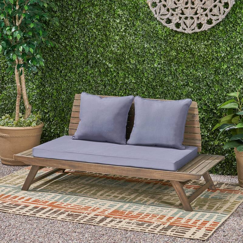 Roomfitters Outdoor Wood Loveseat with Cushions, Patio Seating Bench