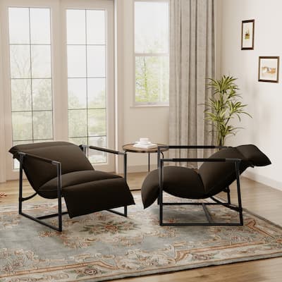 Metal Sling Accent Chairs Armchair with Adjustable Headrest Set of 2