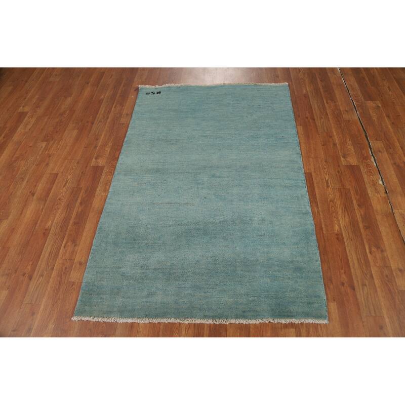 Modern Blue Gabbeh Oriental Rug Handmade Wool Carpet - 3'3" x 4'10"