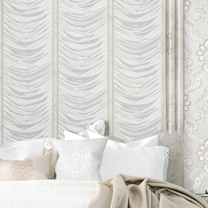 Galerie Wallcoverings Opulence Collection Italian Drape Vinyl on Non-woven Glitter/Shimmer Wallpaper Roll Double Width