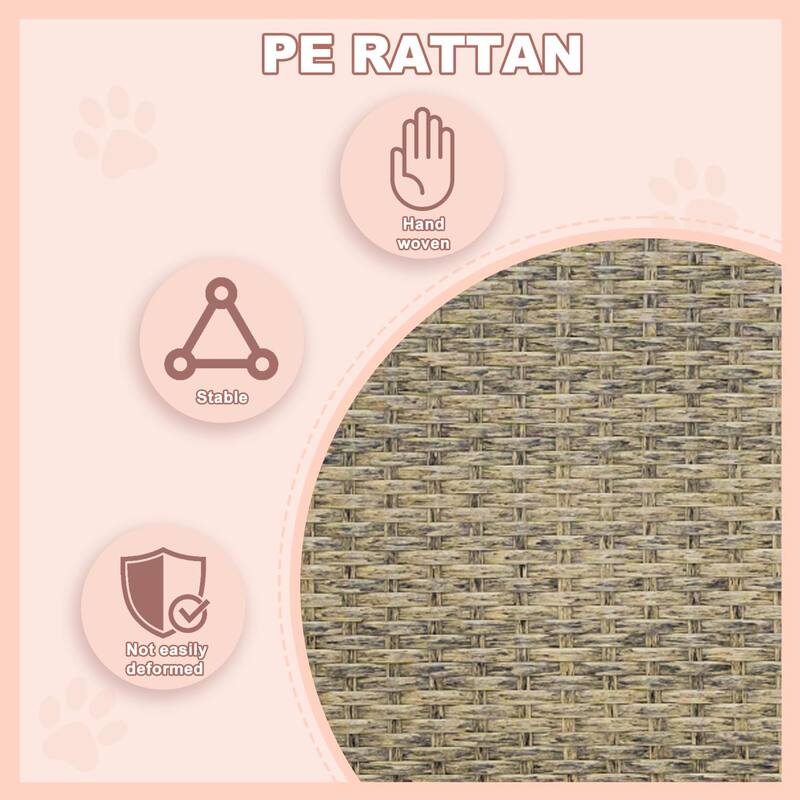 BOSSIN PE Rattan Dog House with Canopy - Indoor/Outdoor Shelter for Small/Medium Dogs, Removable Cushion - Patio,Yard, Poolside