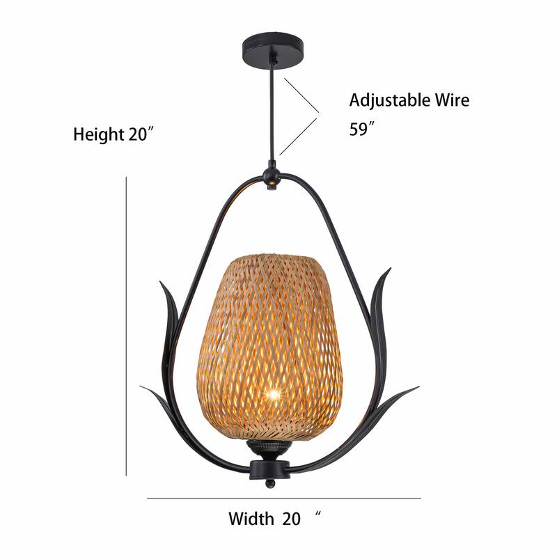 Lia 1-Light Rattan Pendant Light - 20 in. Tall