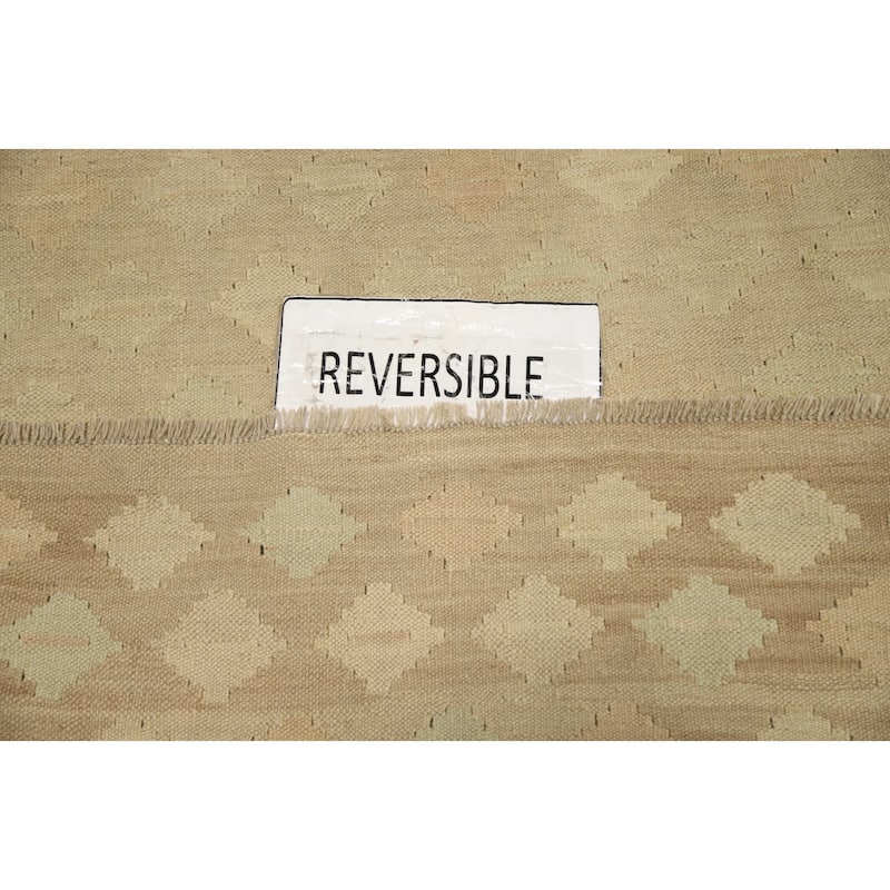 Hand Woven Oriental 100% Wool Carpet Southwestern Tribal Beige & Ivories Kilim Area Rug - 5' 8'' X 4' 0''