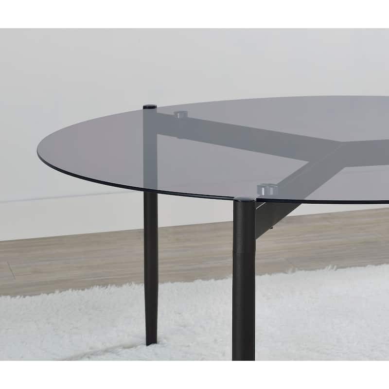 Rosalie Round Smoked Glass Top End Table Sandy Black