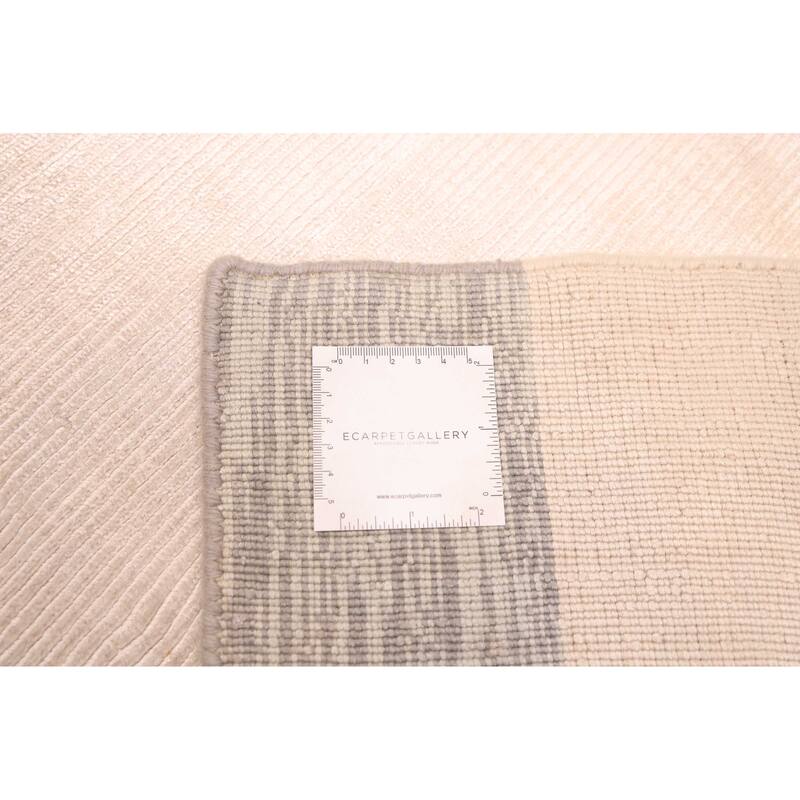 ECARPETGALLERY Hand Loomed Shimmer Ivory Viscose Rug - 7'11 x 11'4