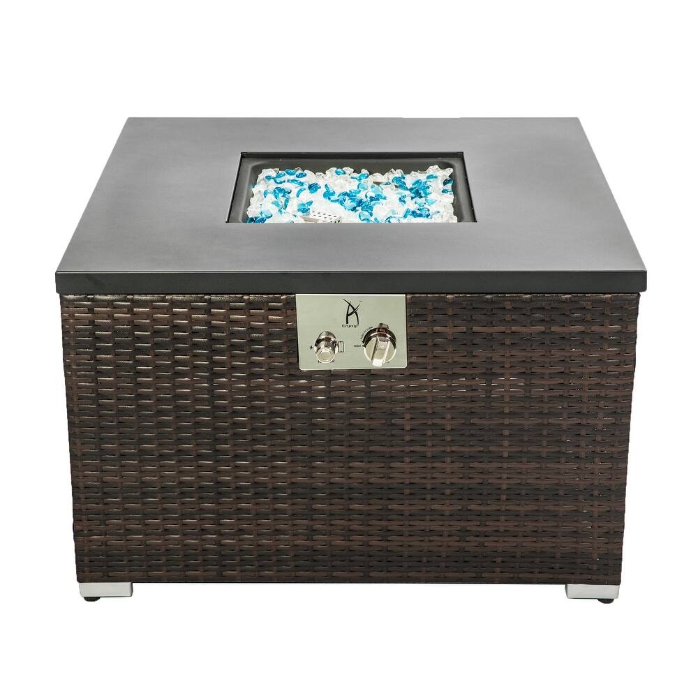 Square Steel Tabletop Outdoor Fire Pit Table with Lid