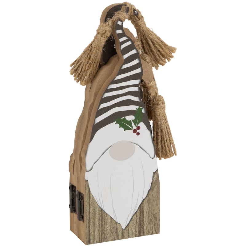 Wooden Gnomes Hinged Christmas Decoration - 10.75"