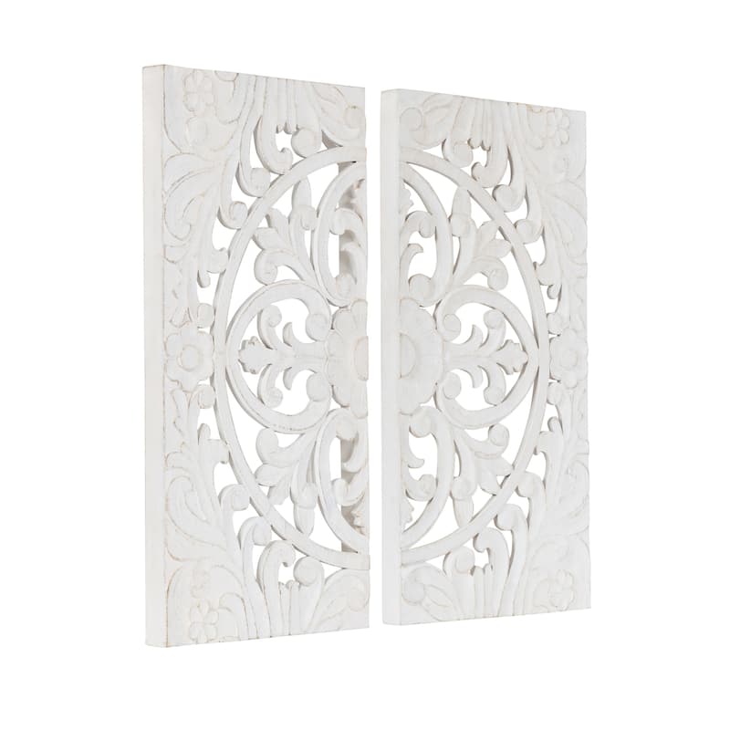 Kate and Laurel Saanvi Carved Wood Wall Art Set