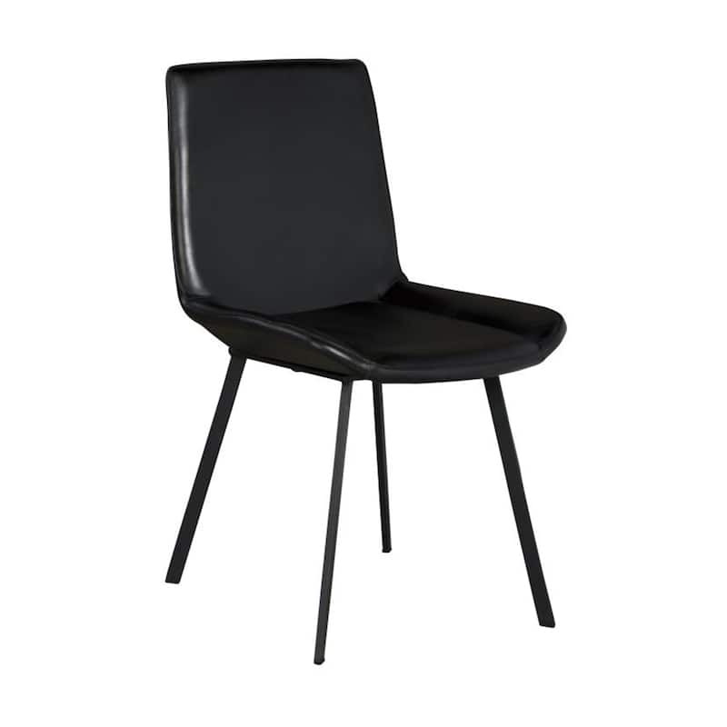 Isha Dining Chair Set of 2 with Dark Gray Goat Leather, Black Iron