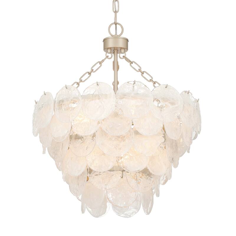 Yep by Golden Lighting Cascada 8-light Pendant in Aegean Silver and Cirrus Cloud Glass - Gold