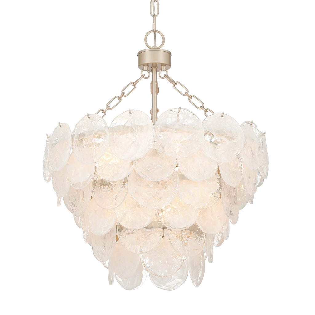 Yep by Golden Lighting Cascada 8-light Pendant in Aegean Silver and Cirrus Cloud Glass - Gold