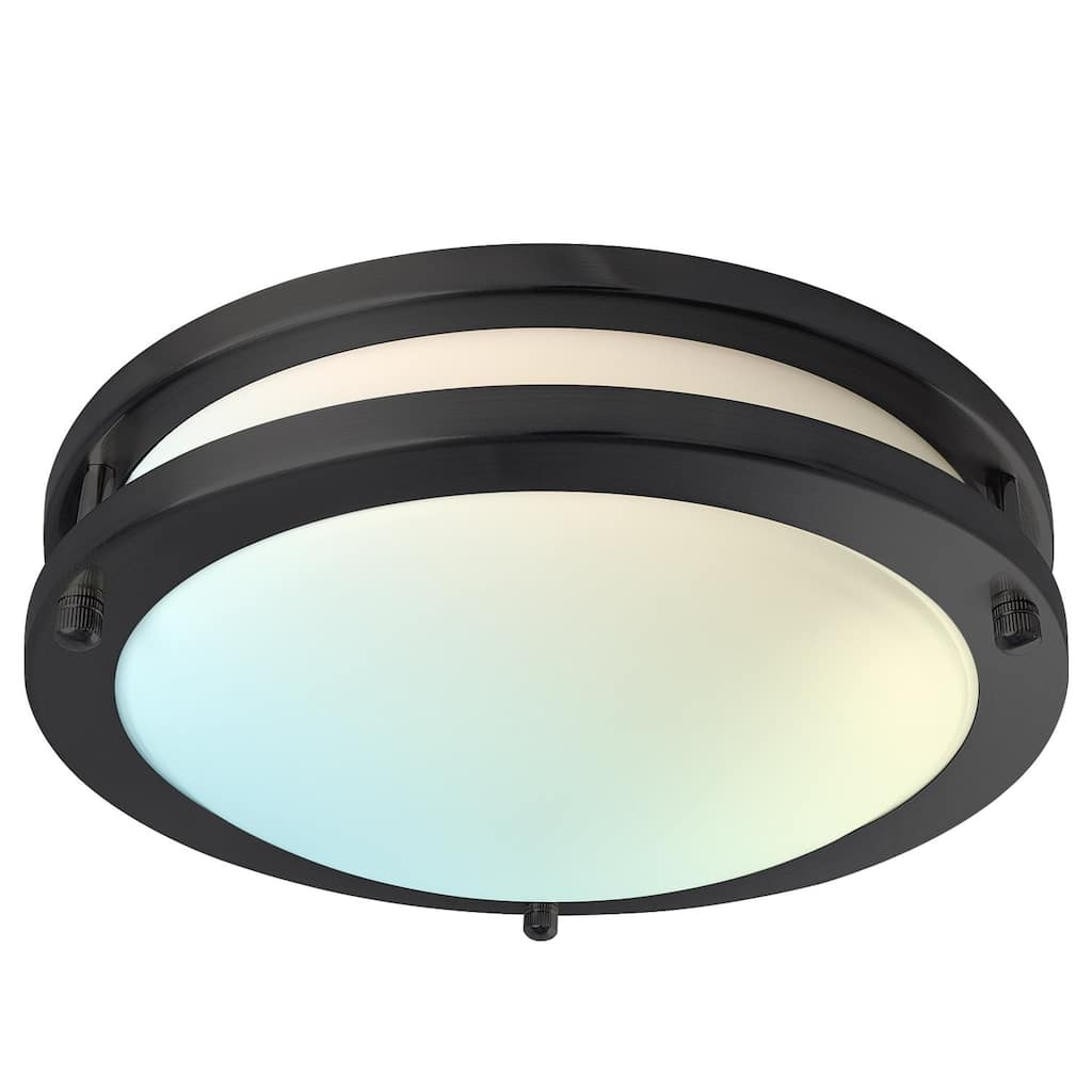 Luxrite 10 Inch LED Flush Mount Ceiling Light 5 Color Selectable Dimmable 14W 1050 Lumens ETL Listed Matte Black