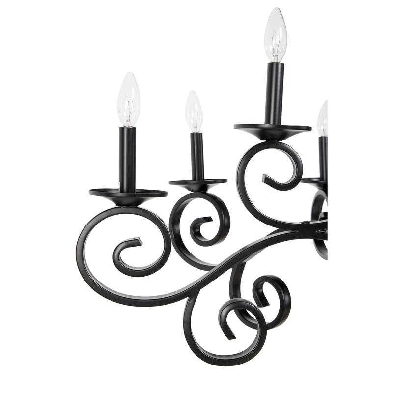 Black Metal Antique Style 18 Light Room Chandelier with Scrolls