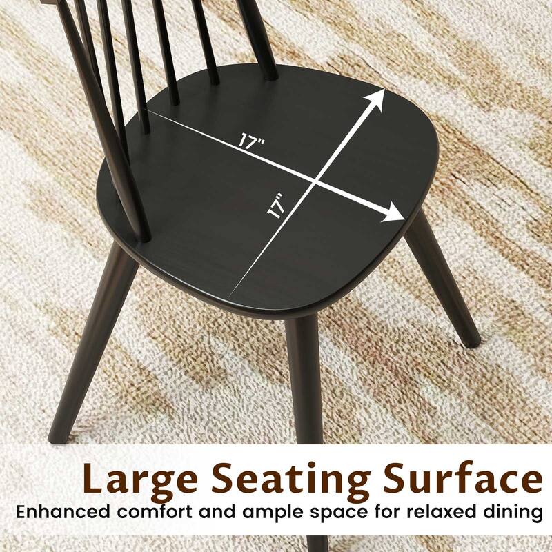 Gymax Windsor Dining Chairs Set of 4 w/Rubber Wood Frame High Spindle