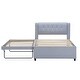 preview thumbnail 7 of 8, Full Size Upholstered Platform Bed with Adjustable Trundle, Modern Linen Headboard