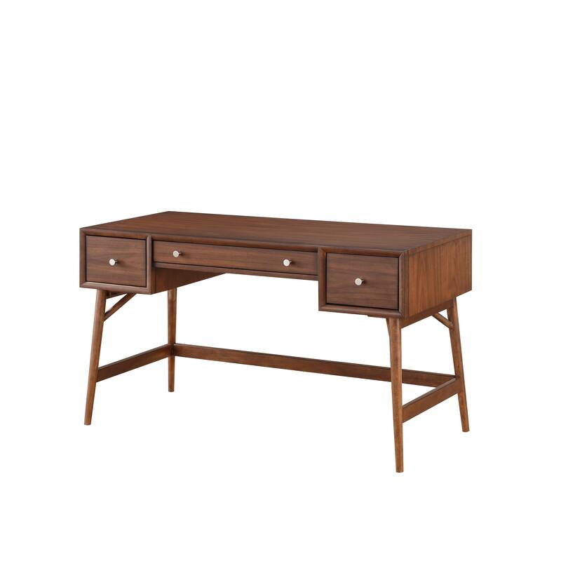 Brown Finish Stylish Writing Desk Storage Drawers