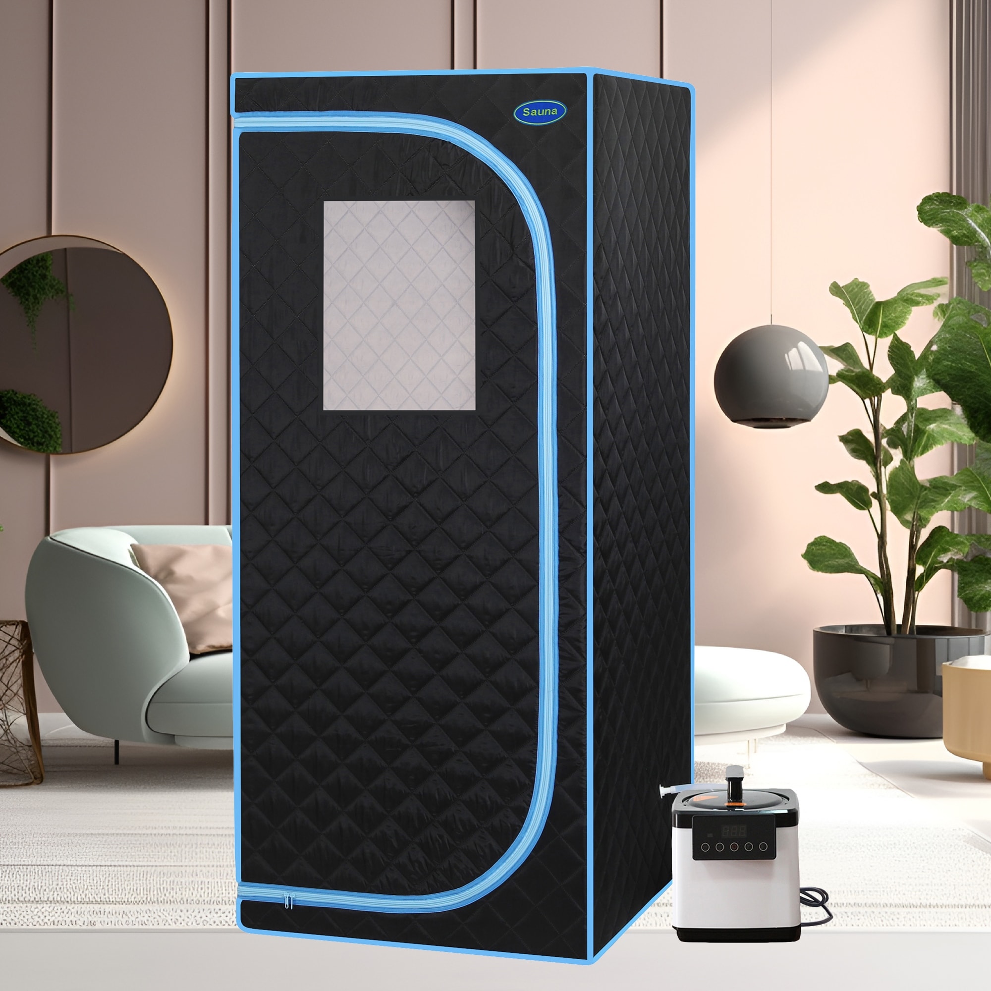 Portable Plus Type Full Size Steam Sauna Tent,Spa, Detox ,Therapy and Relaxation,Larger Space,Stainless Steel Pipes Connector