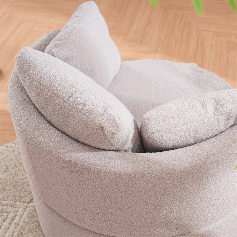 Teddy Fabric Swivel And Storage Chair w/Back Cushion For Living Room