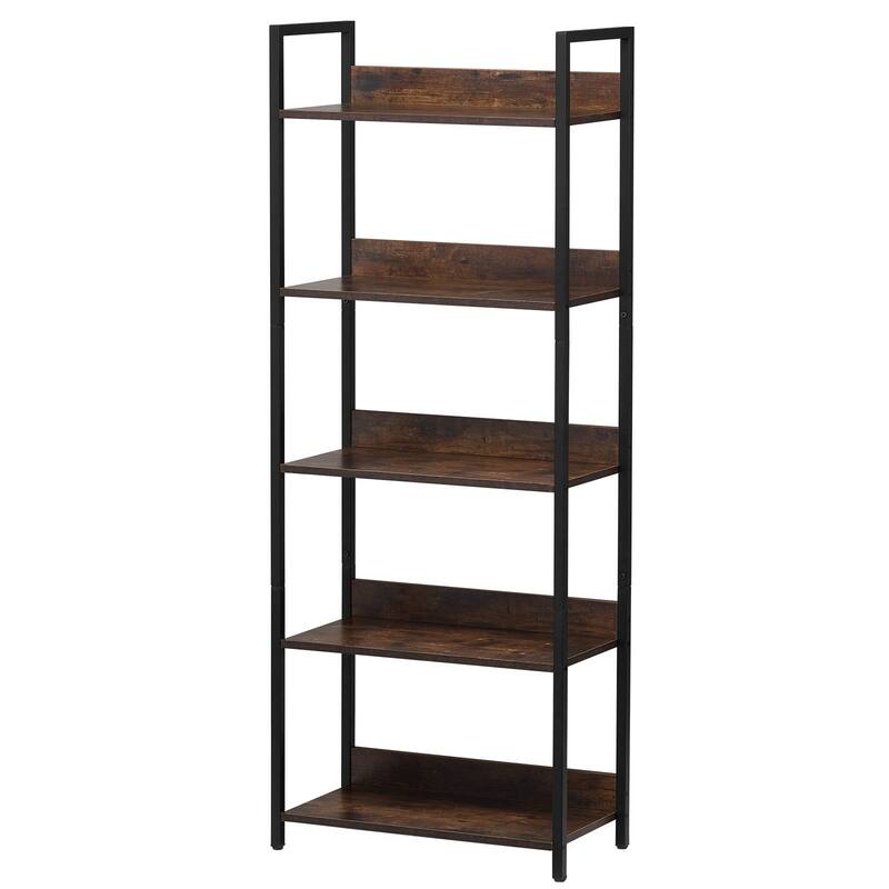 5-Tier Freestanding Open Bookshelf with Black Metal Frame and Scratch-Resistant Panel - 23.62"L x 11.81"W x 60.63"H