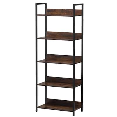 5-Tier Freestanding Open Bookshelf with Black Metal Frame and Scratch-Resistant Panel - 23.62"L x 11.81"W x 60.63"H