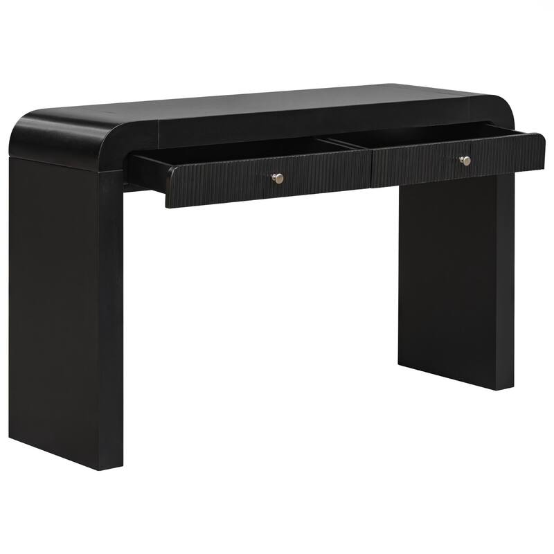 Console Table with Fluted Drawer Front, Entryway Table with Curved Corners , Sturdy Sofa Table for Hallway & Living Room