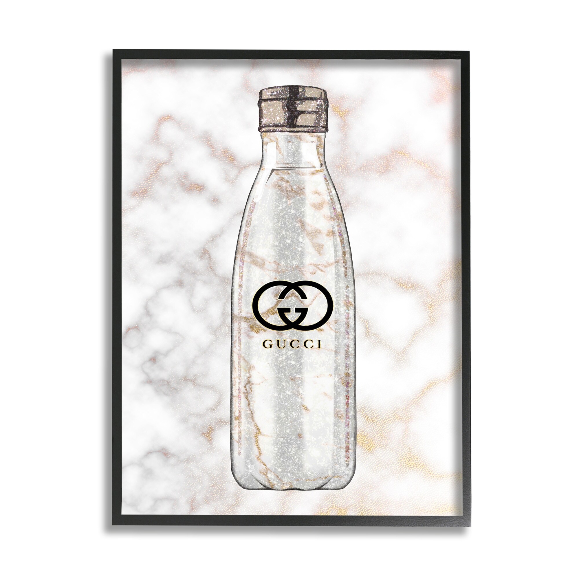 Stupell Industries Designer Brand Chic Sports Fashion Bottle Marble Canvas Wall Art - 24 x 30