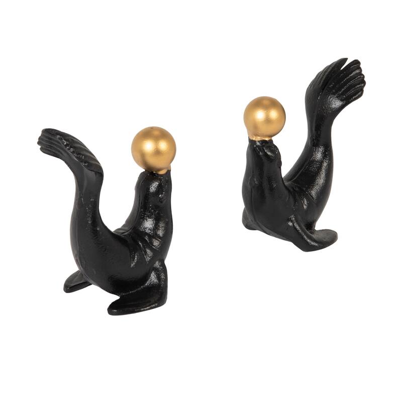 Cast Iron Seal Bookends (Set of 2 Pieces) - 9.0"L x 2.88"W x 5.13"H