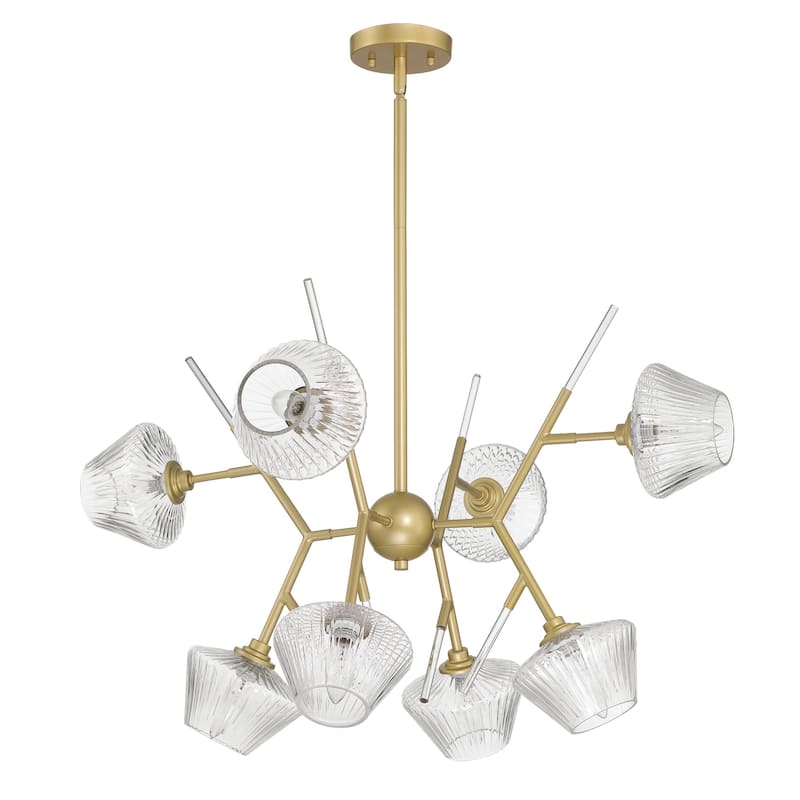 Modern 8-light Sputnik Gold Chandelier with Art Glass - 30.5