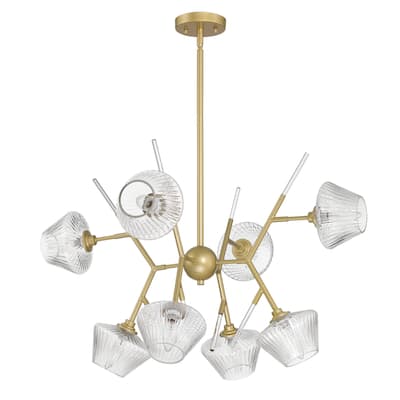 Modern 8-light Sputnik Gold Chandelier with Art Glass - 30.5