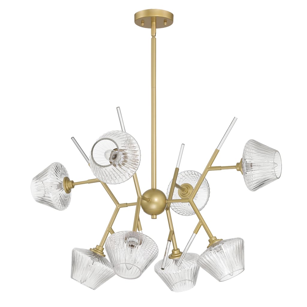 Modern 8-light Sputnik Gold Chandelier with Art Glass - 30.5