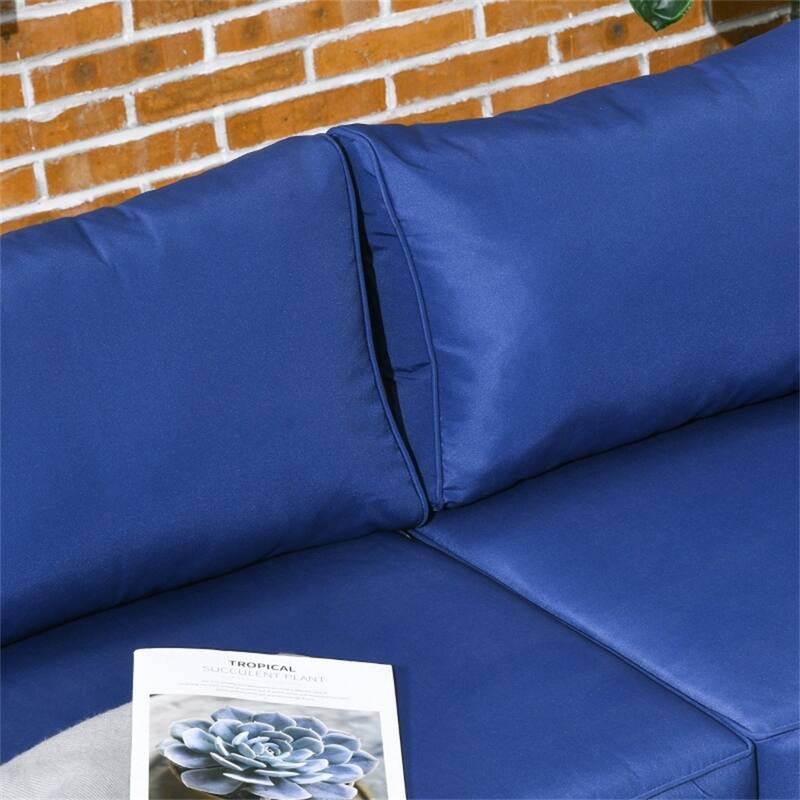 Aluminum Outdoor Garden Sofa with Cushions and Wide Seat - 76.8"W x 27.6"D x 24.4"H